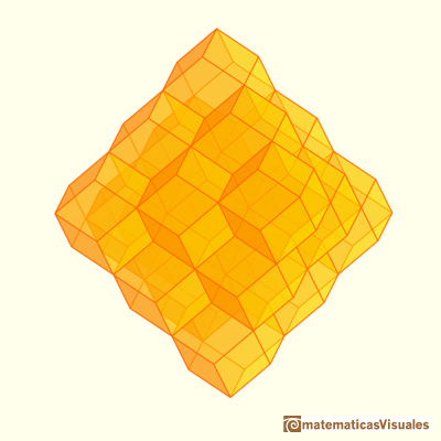 Rhombic dodecahedron is a space-filling polyhedron, tessellation | matematicasvisuales