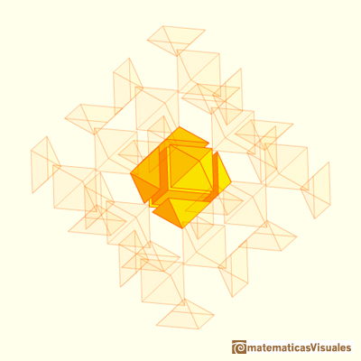 Dodecaedro rmbico es un poliedro que rellena el espacio, teselacin | matematicasvisuales