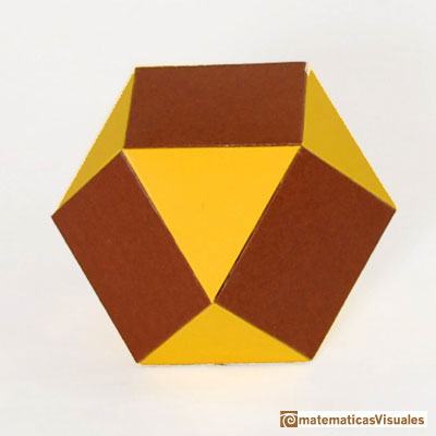 Truncating a cube or an octahedron: cuboctaedro built using cardboard | matematicasvisuales