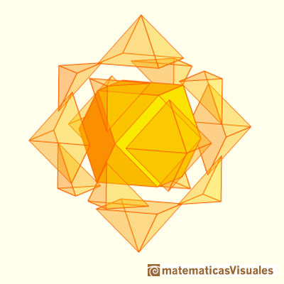Cuboctaedro estrellado: El cuboctaedro es el poliedro comn al cubo y al octaedro en el poliedro compuesto de un cubo y un octaedro | matematicasvisuales