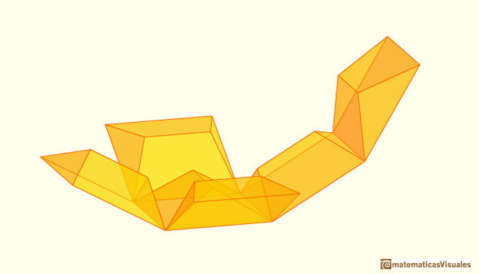 Dodecahedron and cube: dodecahedron folding into a cube | matematicasVisuales