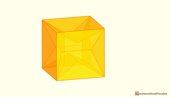 Dodecaedro y cubo: dodecaedro hueco plegndose dentro de un cubo | matematicasVisuales