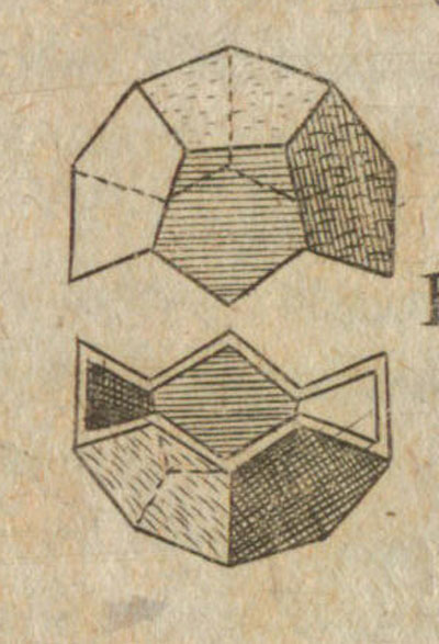 Dodecaedro: dibujo de un dodecaedro en el libro de Kepler 'Hamonices Mundi - La harmona del mundo' | matematicasVisuales
