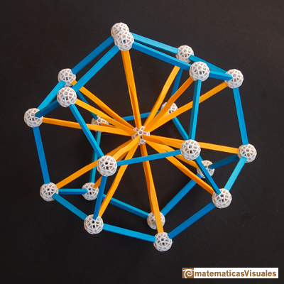 Dodecahedron: radius of the circunscribed sphere, zome model | matematicasVisuales