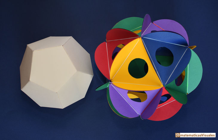 Dualidad entre slidos platnicos: dodecaedro dentro de un icosaedro. Bruno Munari | matematicasVisuales