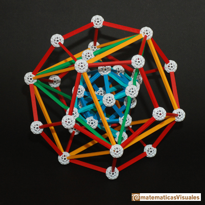 Cinco slidos platnicos uno dentro de otro, modelo de Zome | Cuboctahedron and Rhombic Dodecahedron | matematicasVisuales