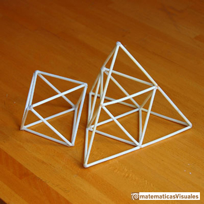 Octaedro: Un tetraedro de arista 2 est formado por un octaedro y cuatro tetraedros de arista 1 | matematicasvisuales