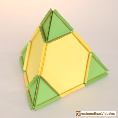 Construccin de poliedros con cartulina y gomas elsticas: tetraedro truncado | matematicasVisuales