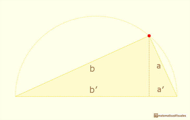 Teorema de Pitgoras: demostracin inspirada en Euclides; proyecciones de los catetos sobre la hipotenusa | matematicasvisuales