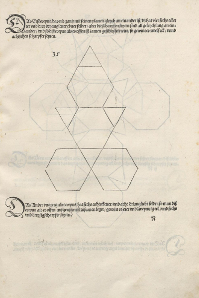 Construccin de poliedros con cartulina cara a cara pegadas: Tetraedro truncado, Durer was the first to publish a plane net of a Tetraedro truncado | matematicasVisuales