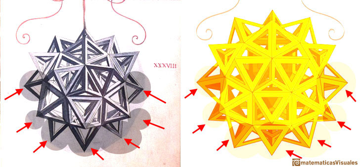 Leonardo da Vinci: rombicuboctaedro aumentado, comparacin entre el dibujo de Leonardo da Vinci y el generado por la aplicacin interactiva | matematicasvisuales