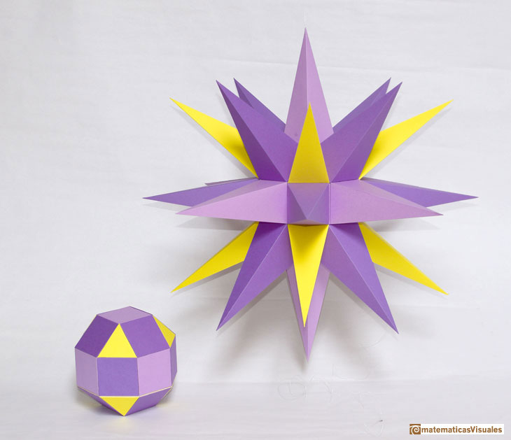 Augmented Rombicuboctahedron, cardboard model | matematicasVisuales